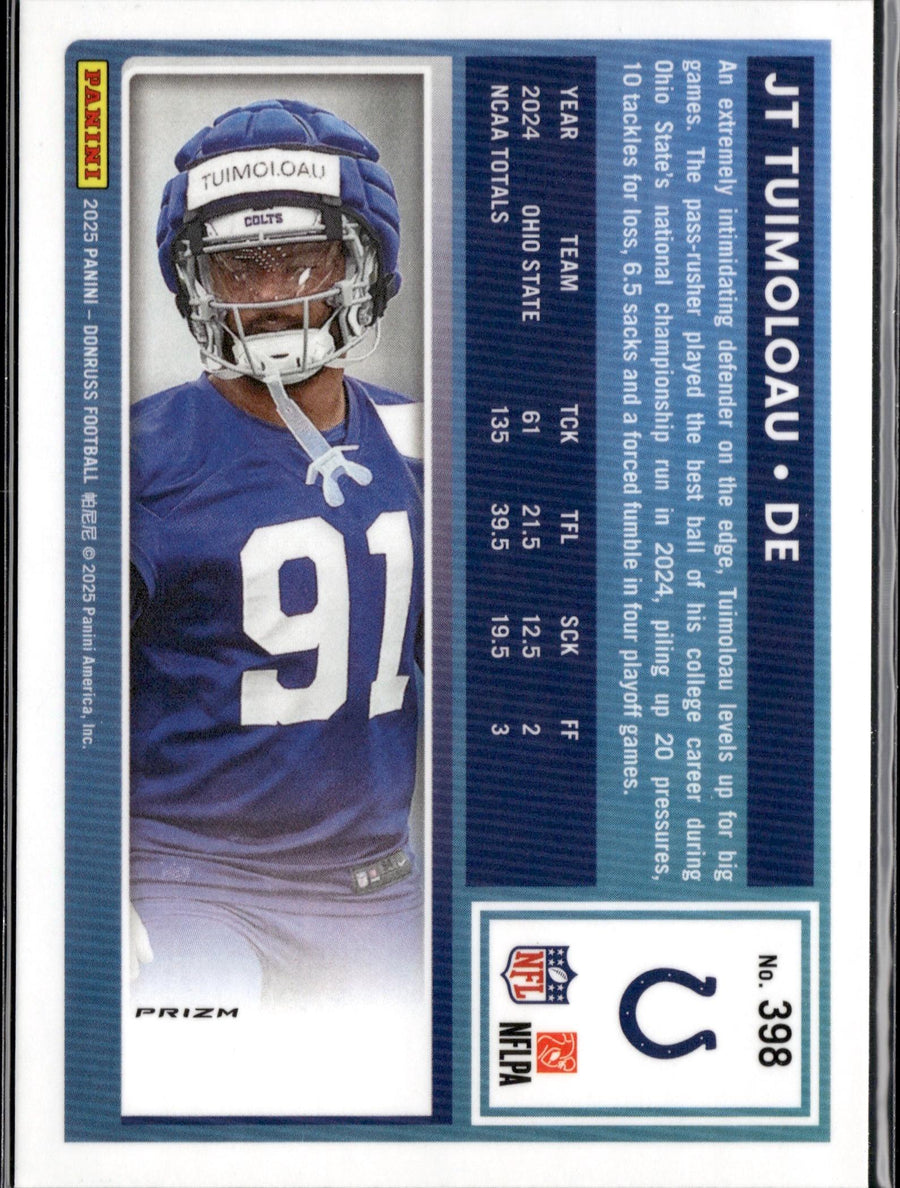 2025 Donruss #398 JT Tuimoloau Optic Rated Rookies Preview Red Pandora