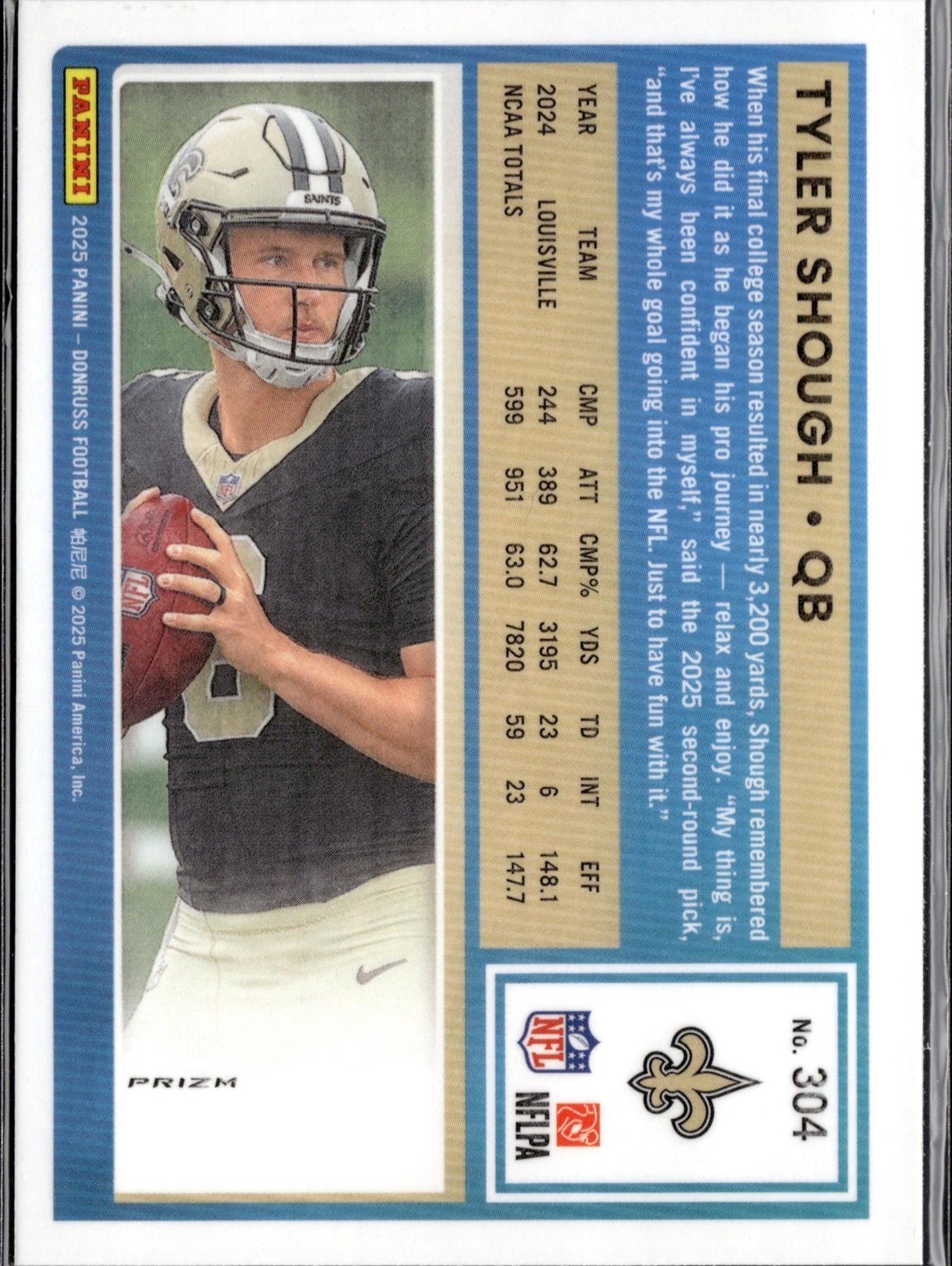 2025 Donruss #304 Tyler Shough Optic Rated Rookies Preview Red Pandora
