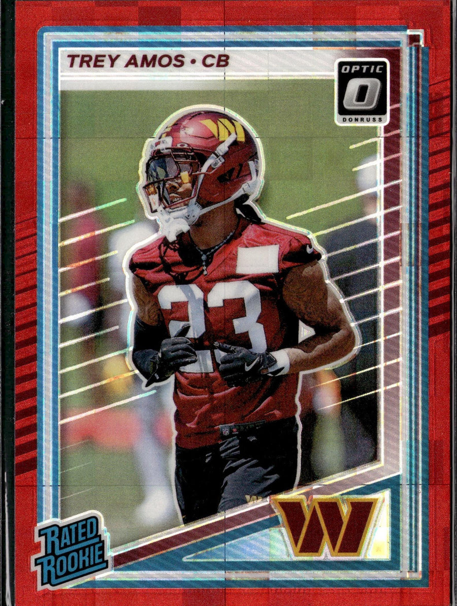 2025 Donruss #369 Trey Amos Optic Rated Rookies Preview Red Pandora