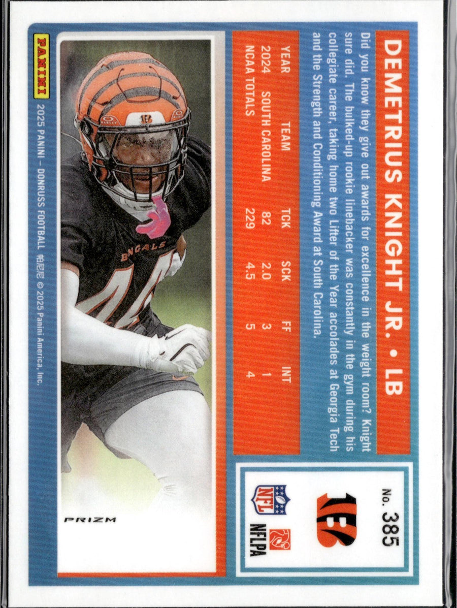 2025 Donruss #385 Demetrius Knight Jr. Optic Rated Rookies Preview Red Pandora