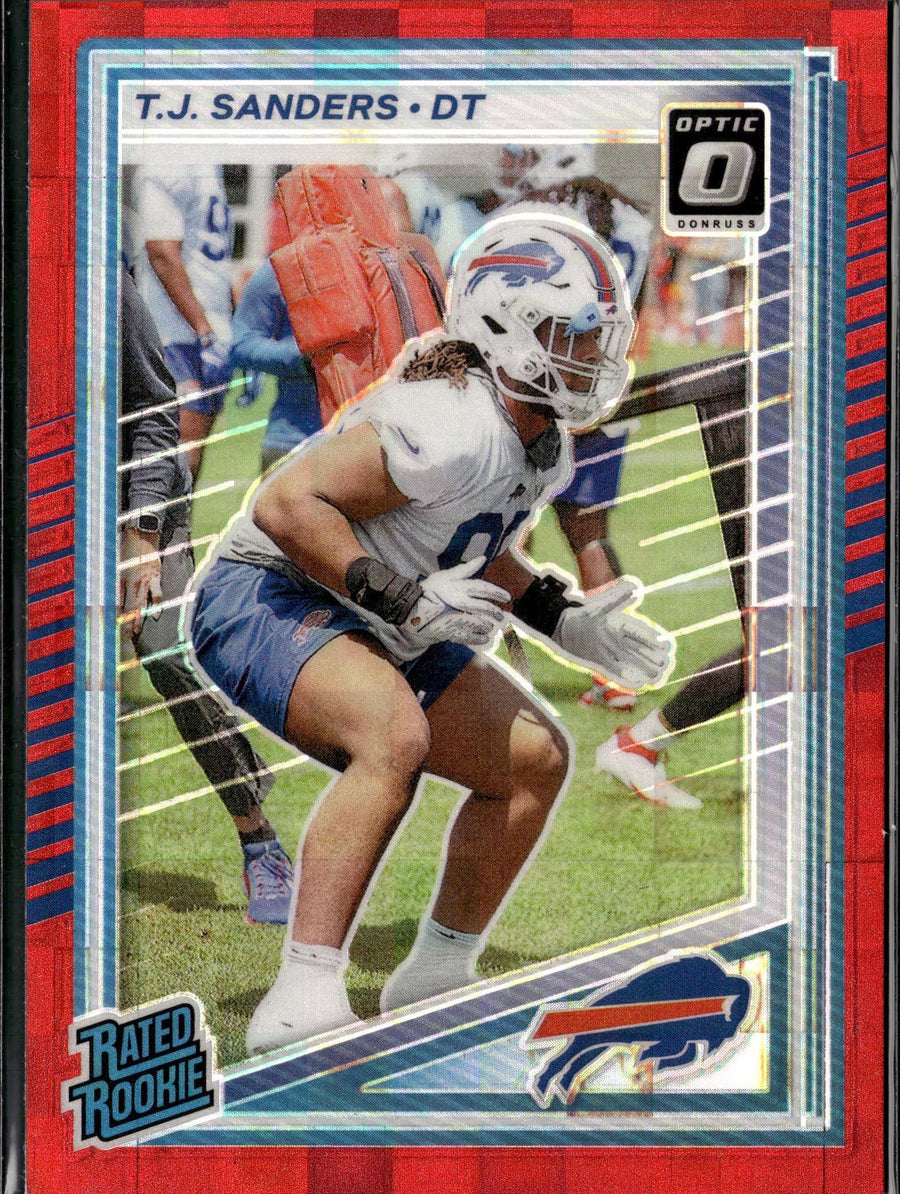 2025 Donruss #351 T.J. Sanders Optic Rated Rookies Preview Red Pandora