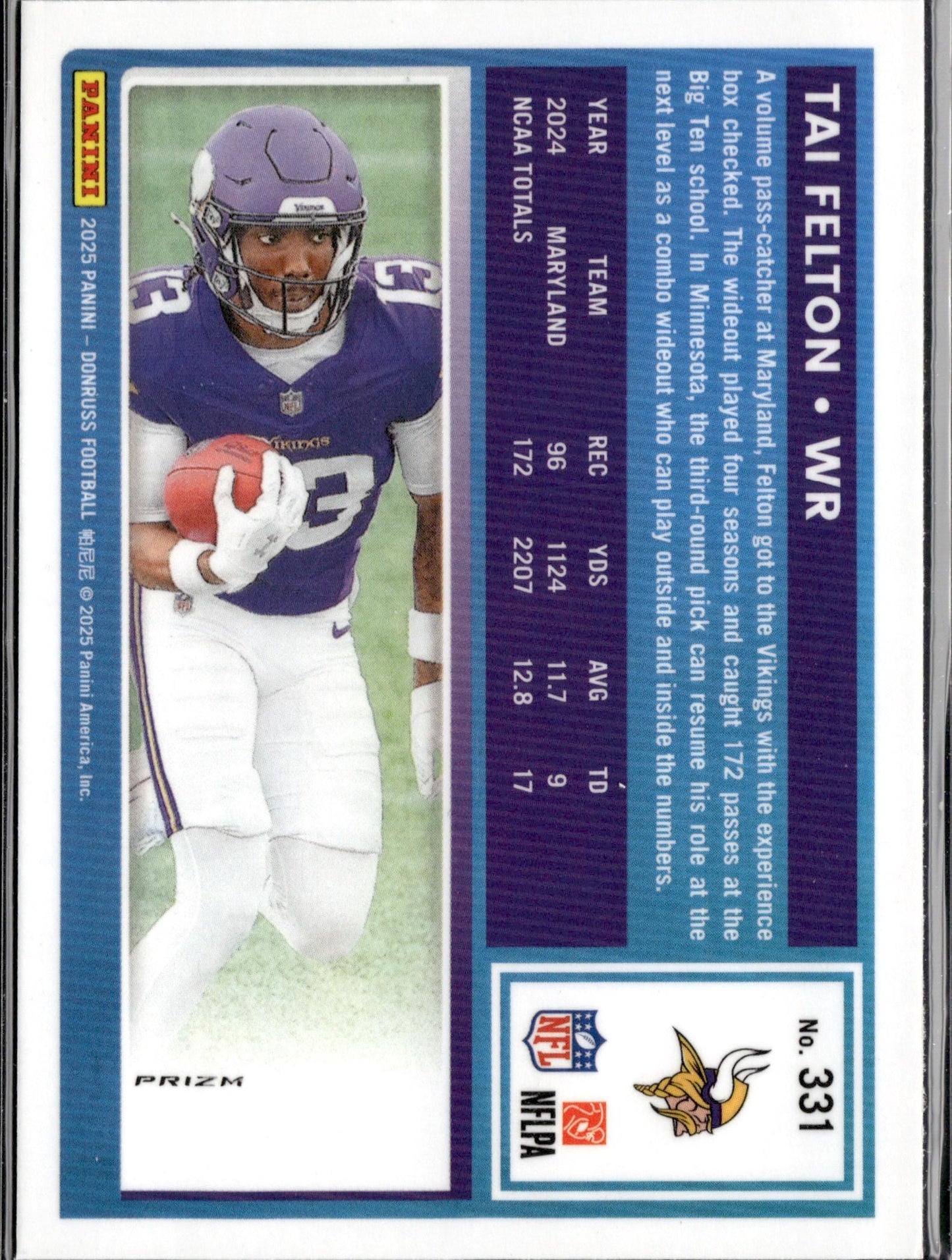 2025 Donruss #331 Tai Felton Optic Rated Rookies Preview Red Pandora