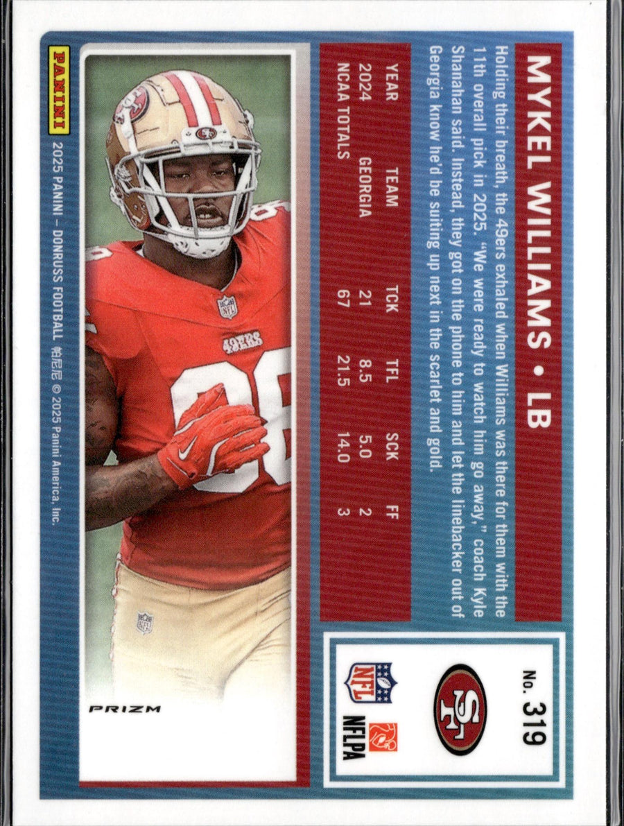 2025 Donruss Optic #210 Mykel Williams Purple Shock