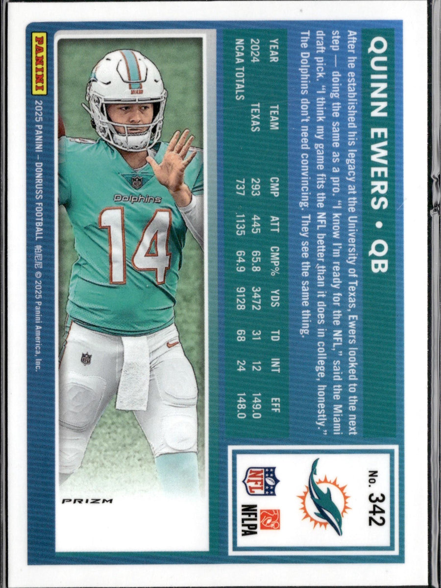2025 Donruss #342 Quinn Ewers Optic Rated Rookies Preview Red Pandora