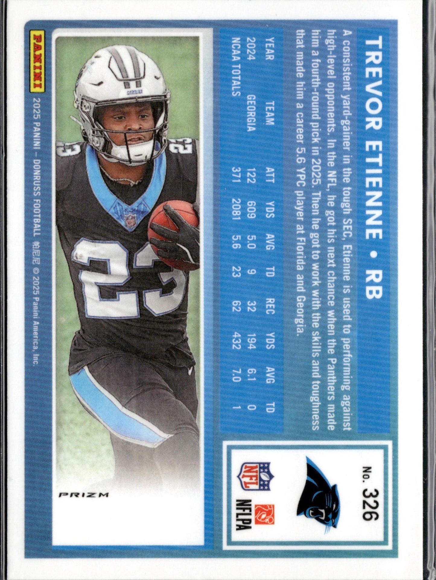 2025 Donruss #326 Trevor Etienne Optic Rated Rookies Preview Red Pandora