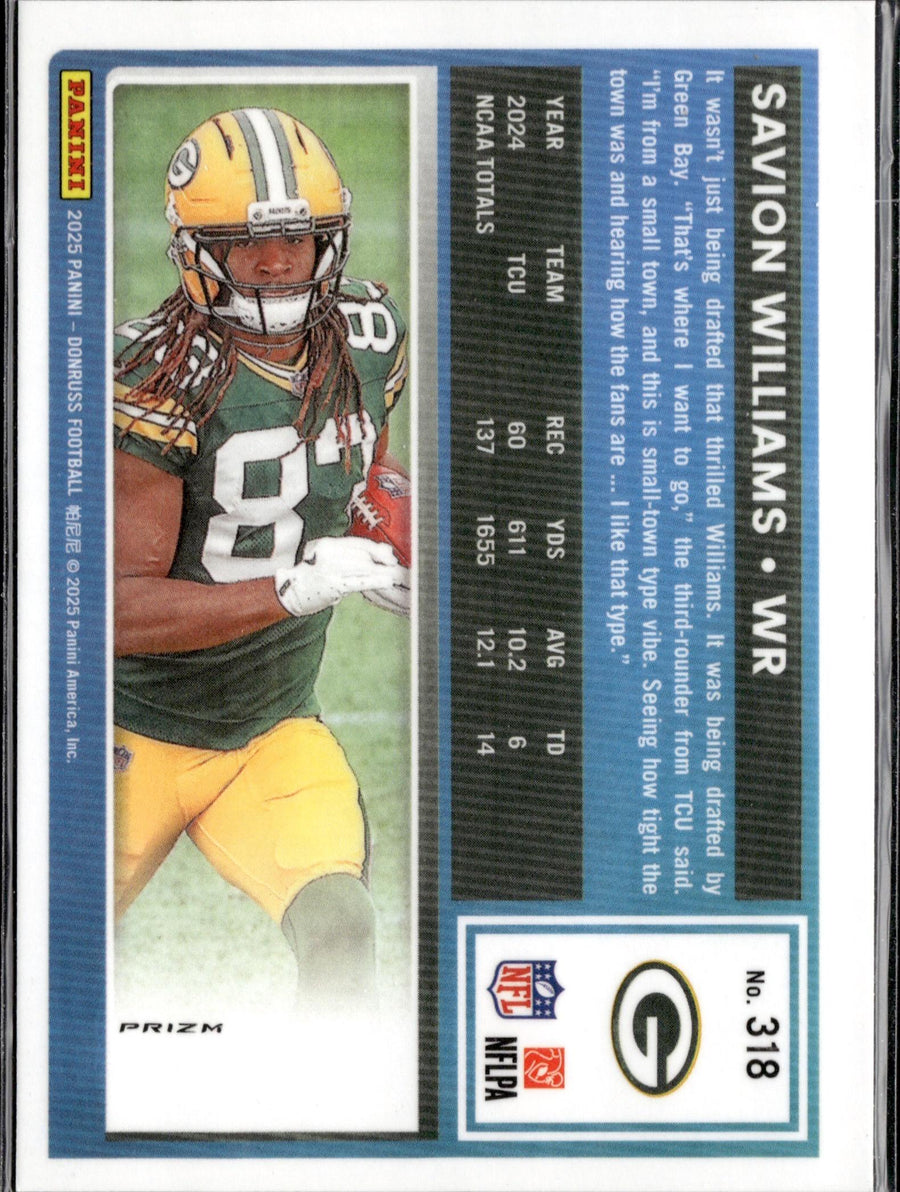 2025 Donruss #318 Savion Williams Optic Rated Rookies Preview Red Pandora