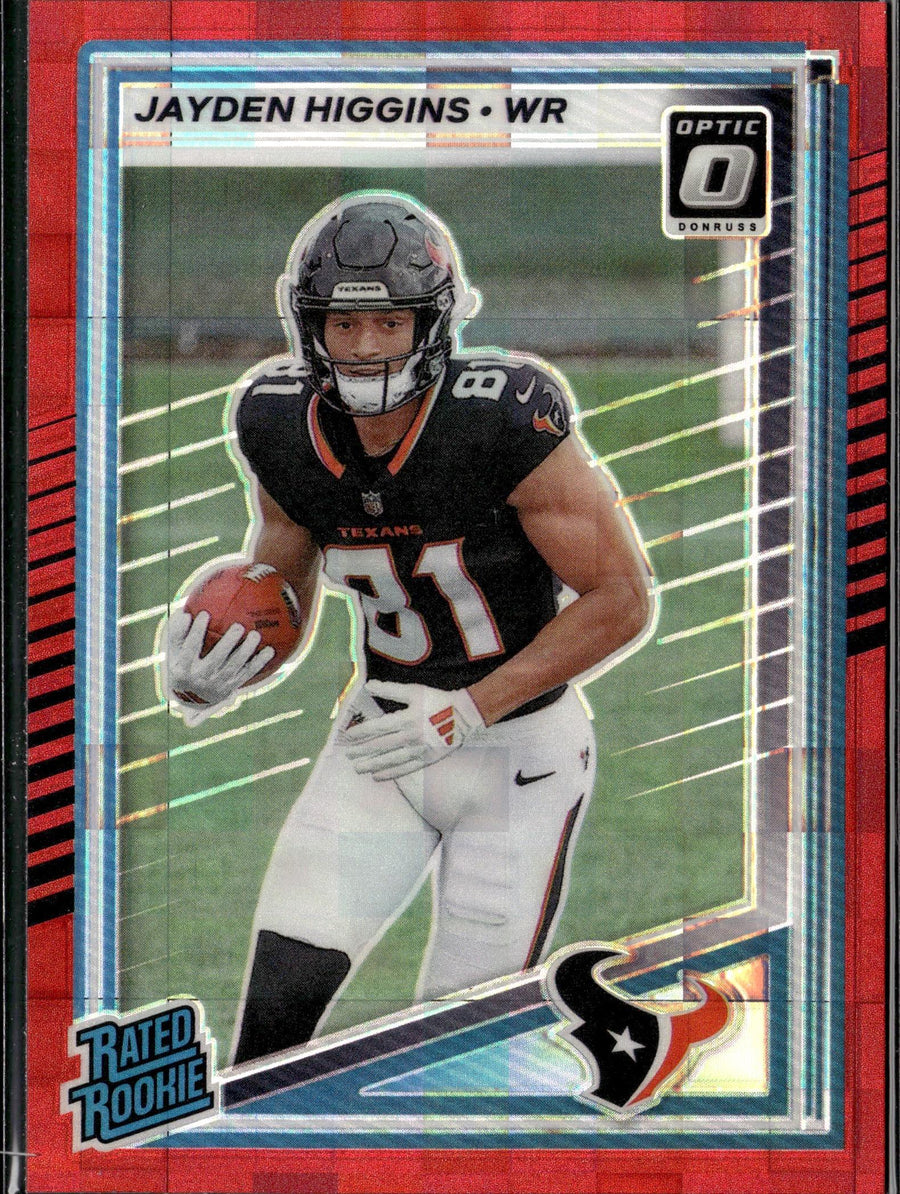 2025 Donruss #334 Jayden Higgins Optic Rated Rookies Preview Red Pandora