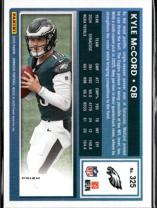 2025 Donruss #325 Kyle McCord Optic Rated Rookies Preview Red Pandora