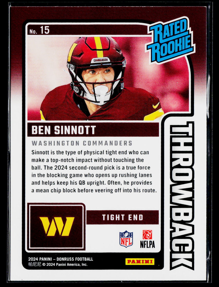 2024 Donruss #15 Ben Sinnott Rated Rookies Throwback