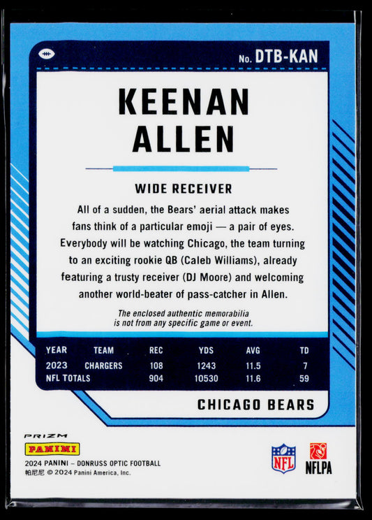 2024 Donruss Optic #DTB-KAN Keenan Allen Donruss Threads Blue Hyper