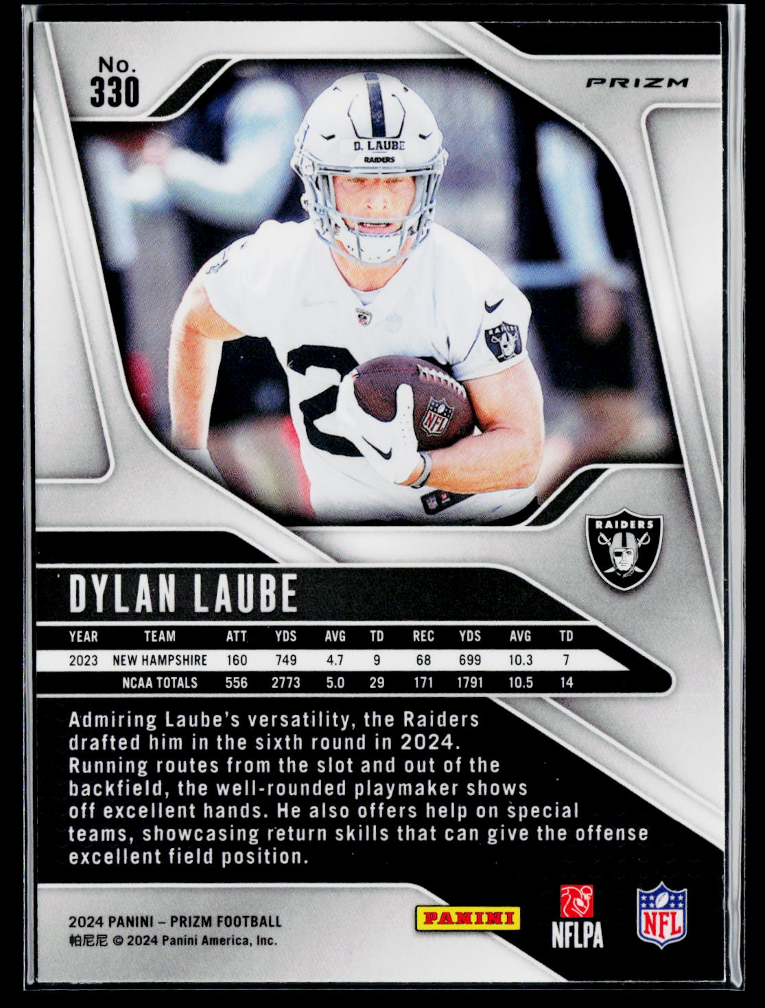 2024 Panini Prizm #330 Dylan Laube Silver