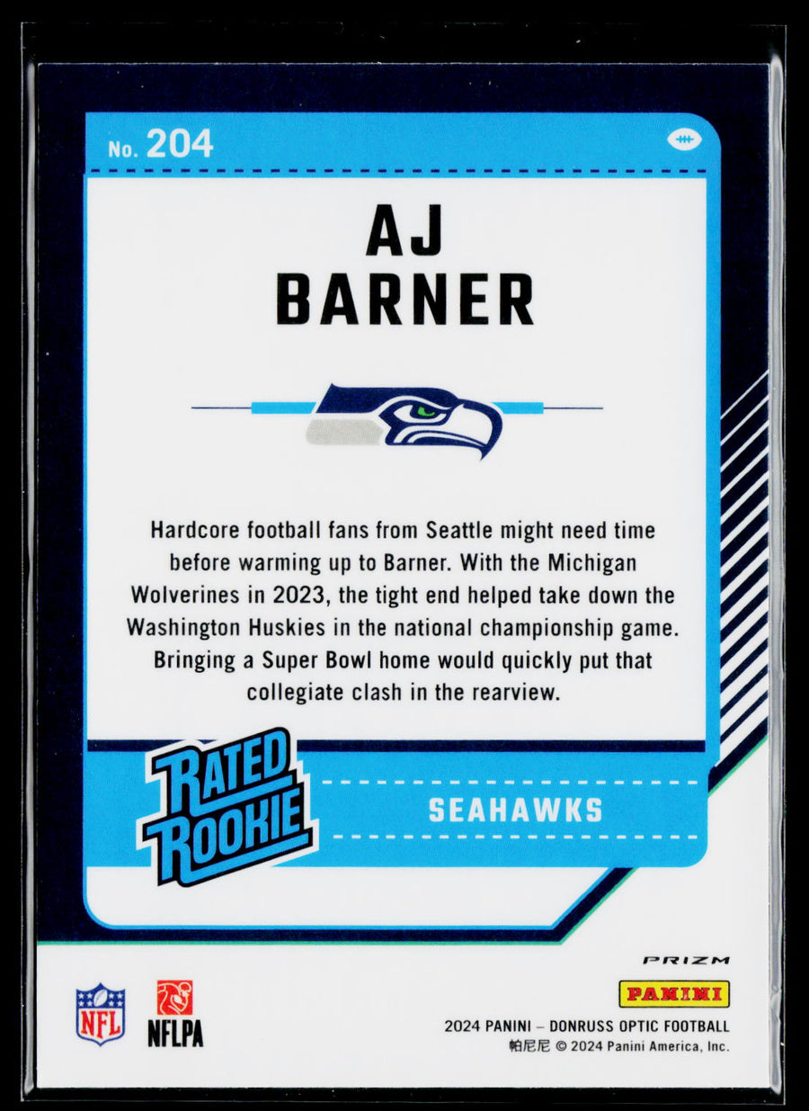 2024 Donruss Optic #204 AJ Barner Green Hyper