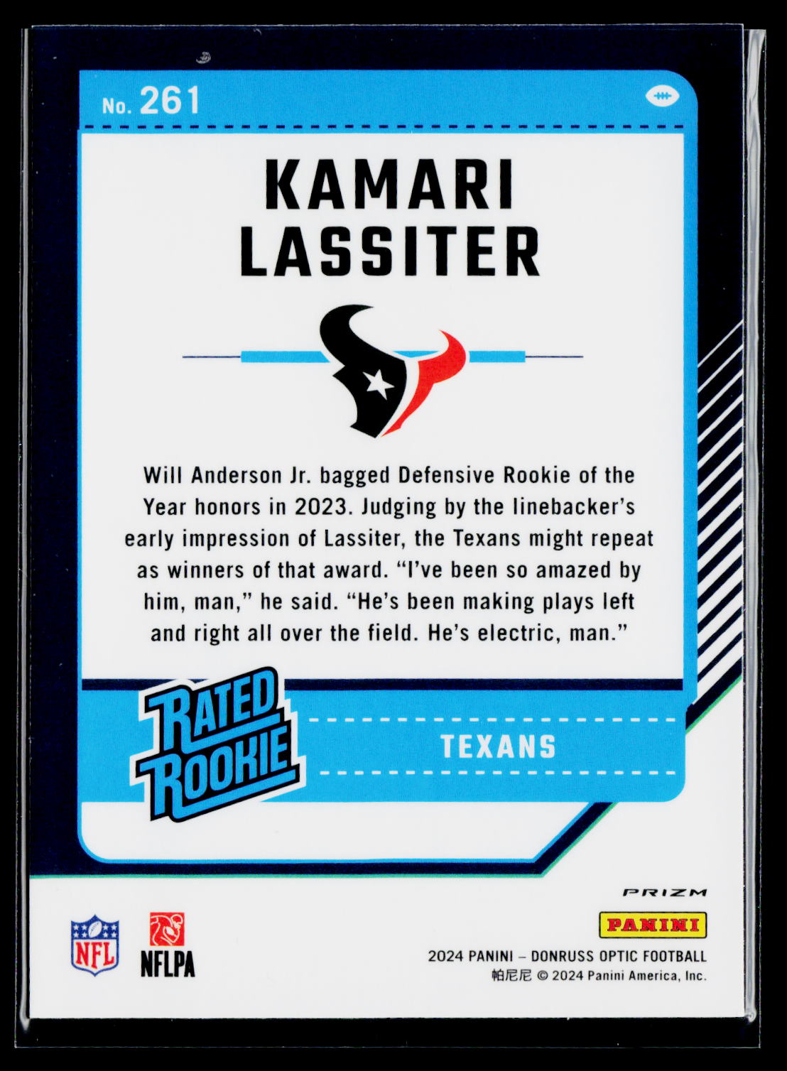 2024 Donruss Optic #261 Kamari Lassiter Green Hyper