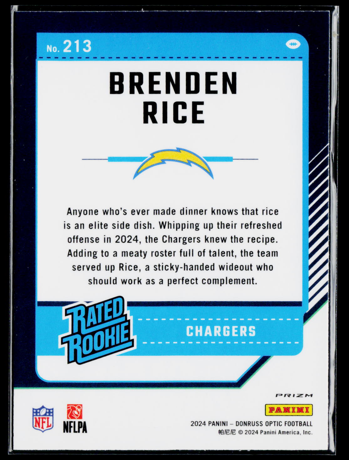 2024 Donruss Optic #213 Brenden Rice Pink