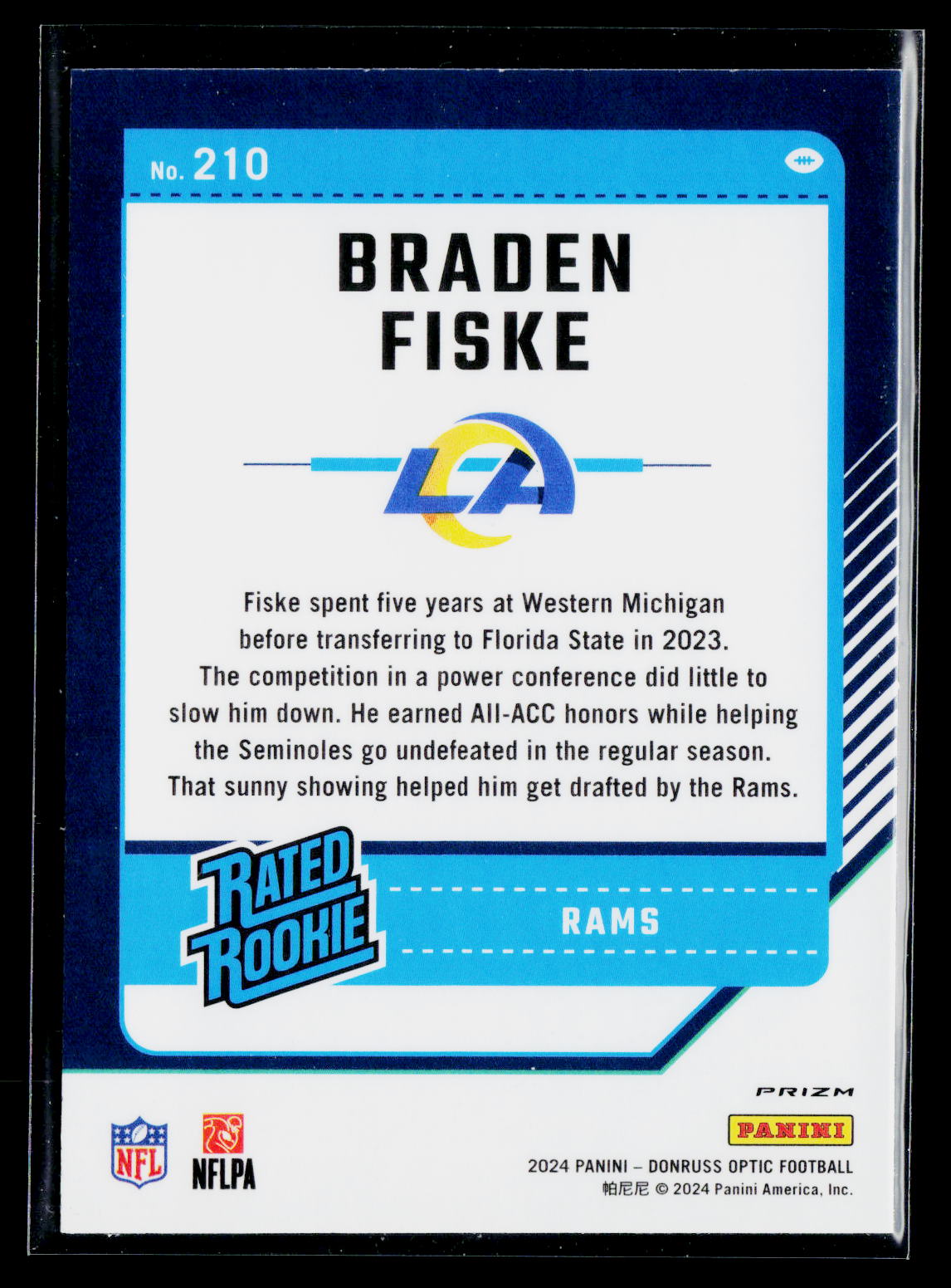 2024 Donruss Optic #210 Braden Fiske