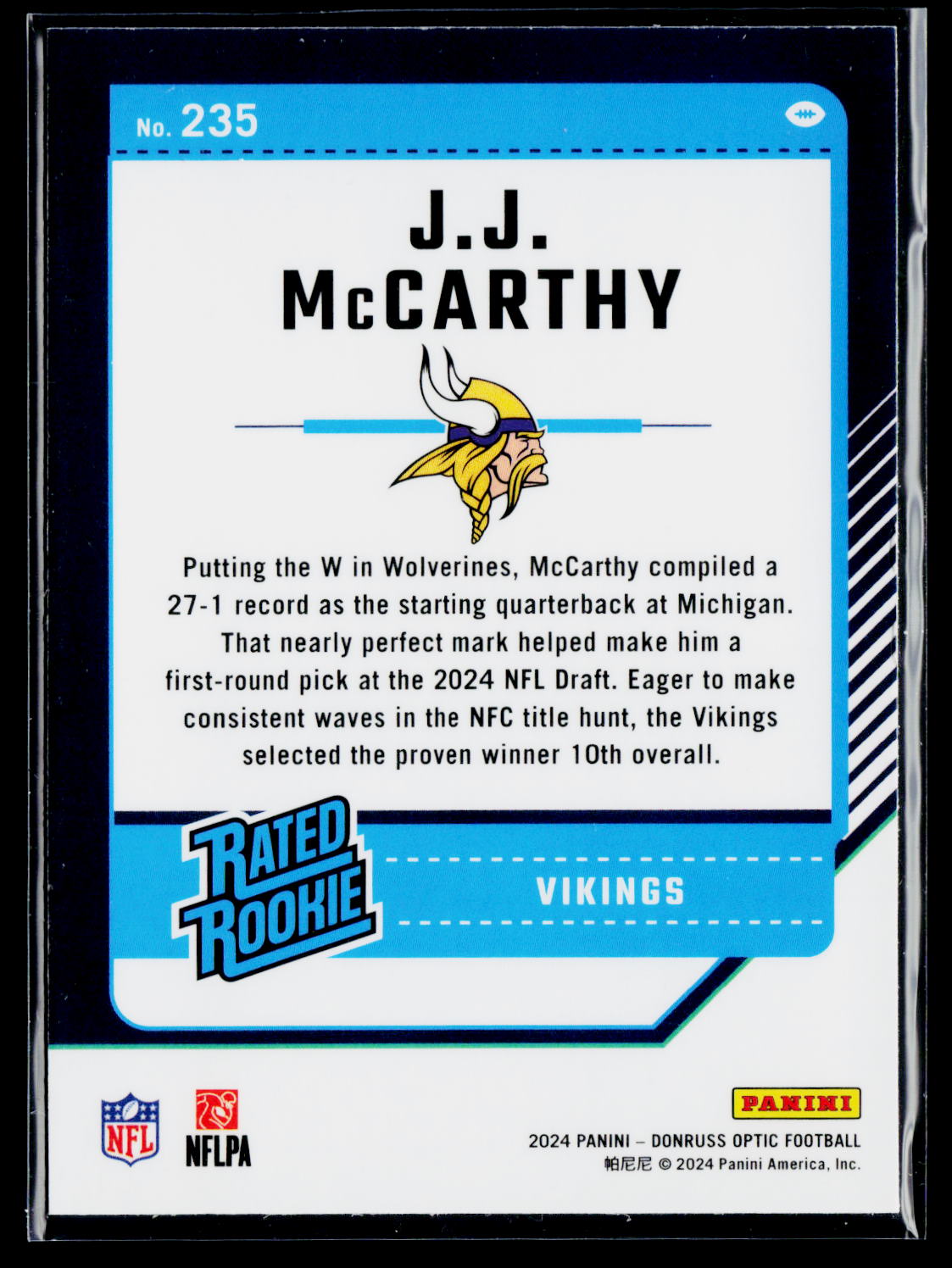 2024 Donruss Optic #235 J.J. McCarthy