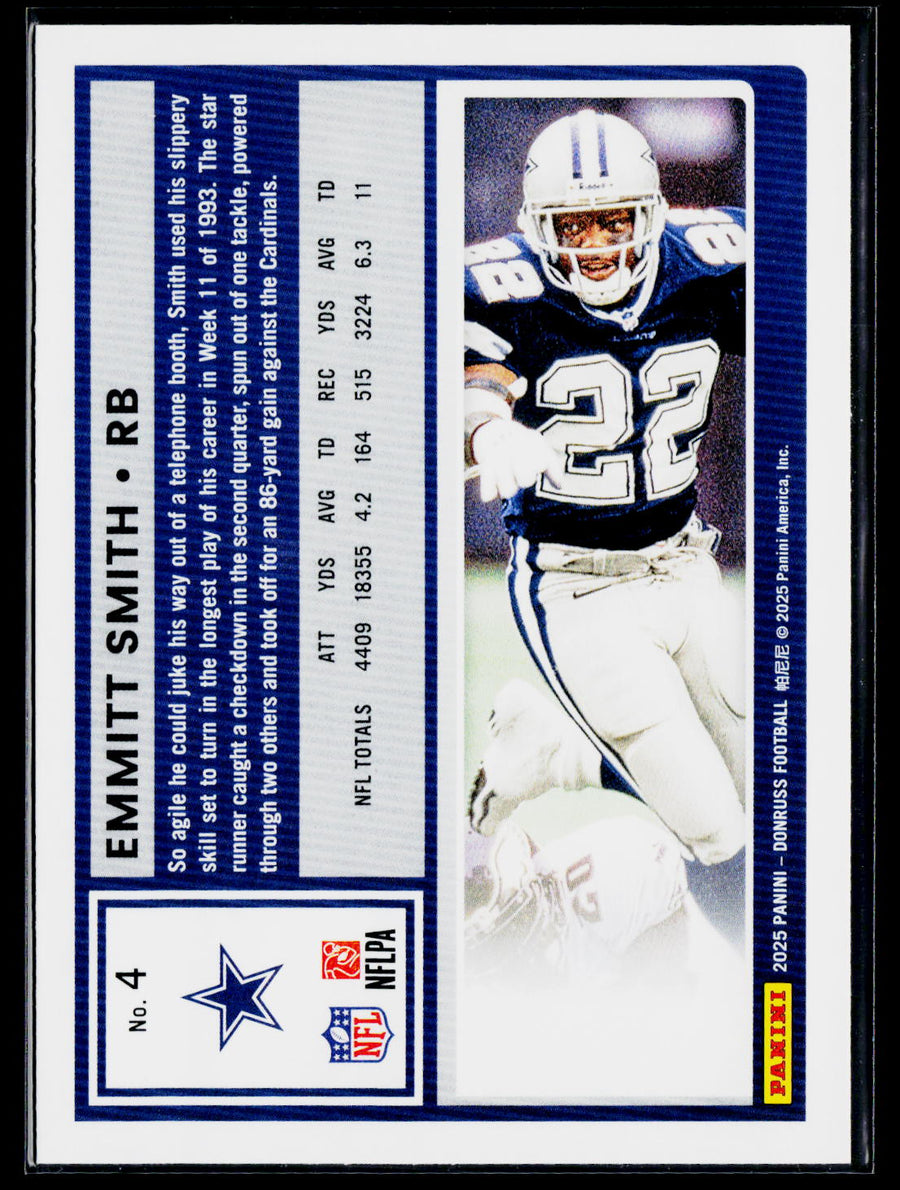 2025 Donruss #4 Emmitt Smith Press Proofs Red
