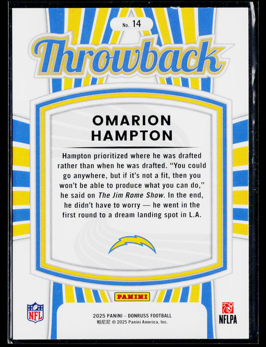 2025 Donruss #14 Omarion Hampton throwback