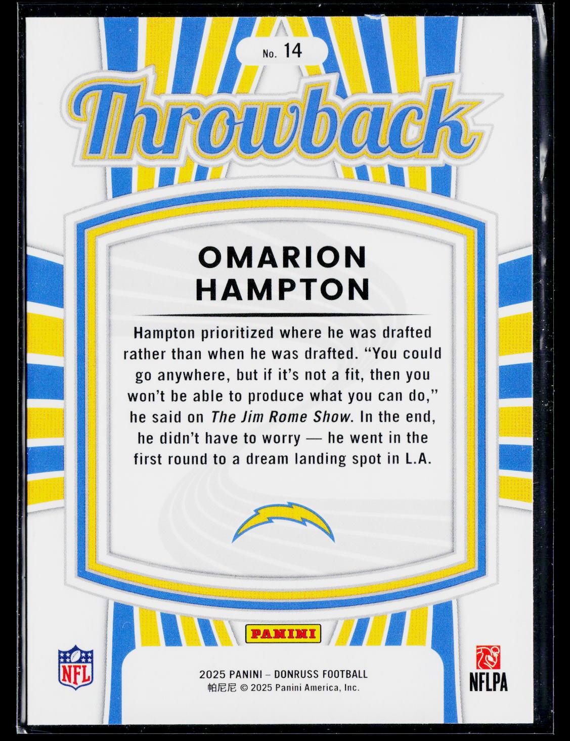 2025 Donruss #14 Omarion Hampton throwback
