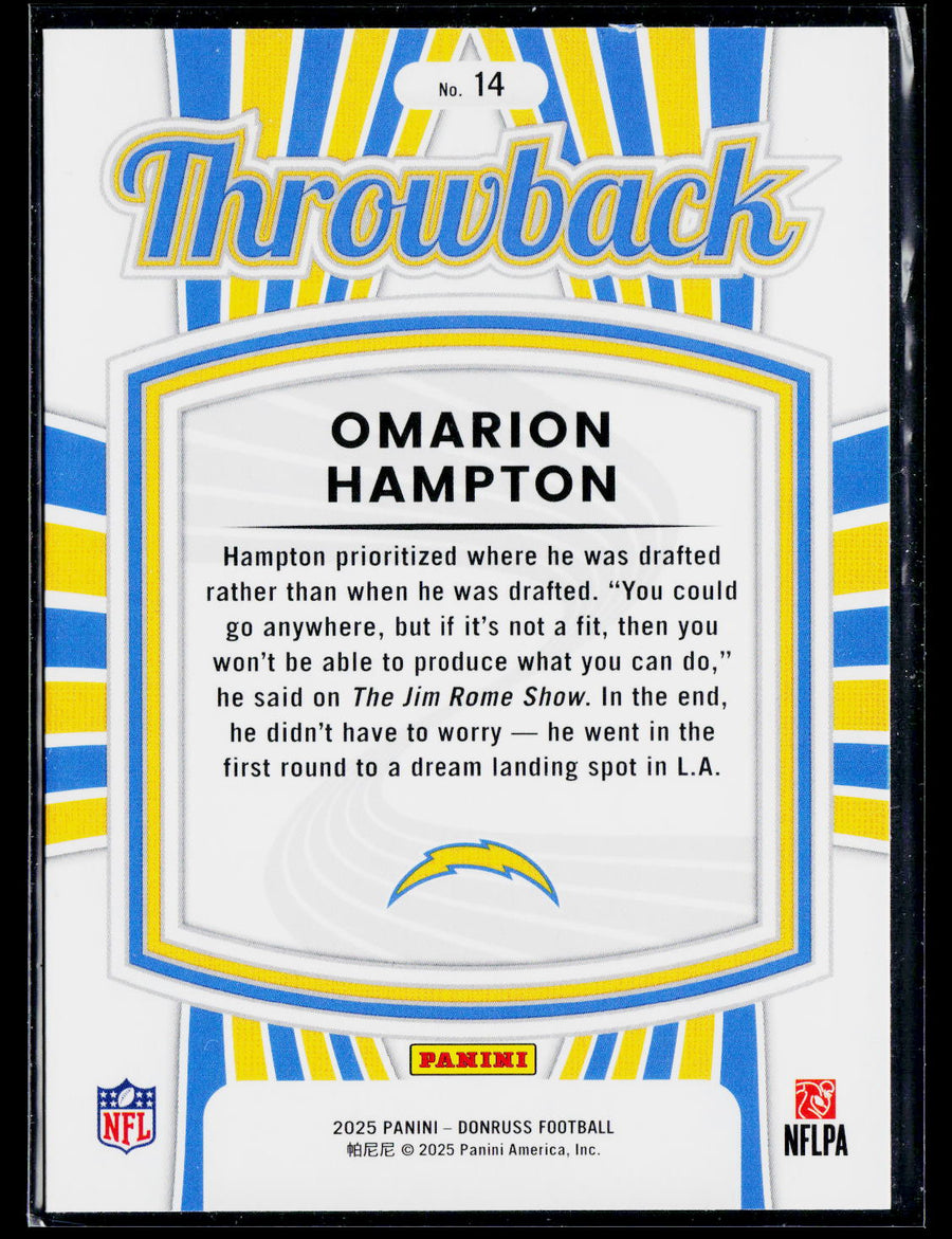 2025 Donruss #14 Omarion Hampton throwback