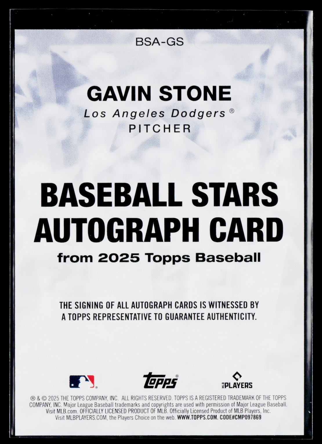 2025 Topps #BSA-GS Gavin Stone Baseball Stars Autographs (Series One)