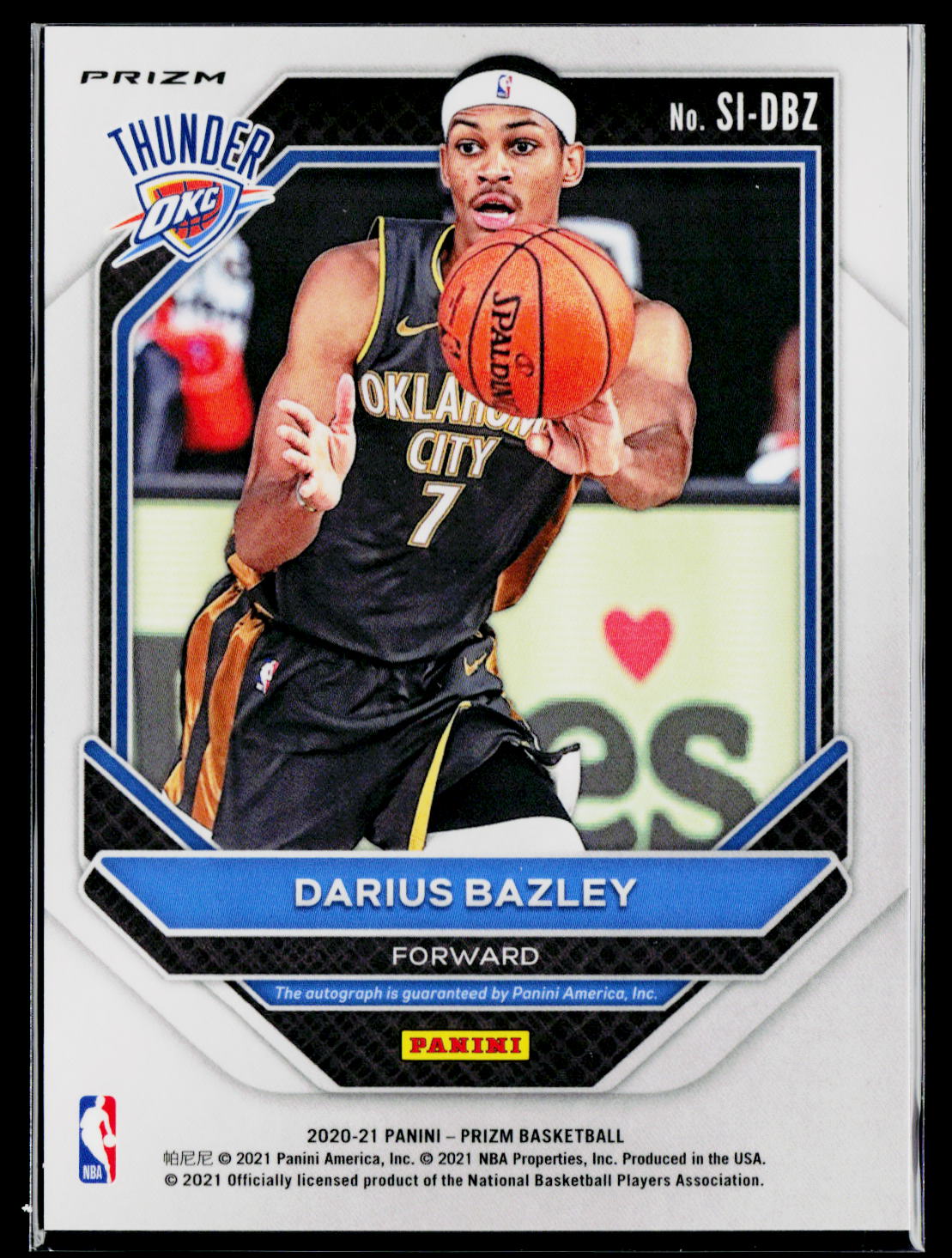 2020-21 Panini Prizm #SI-DBZ Darius Bazley Signatures Prizms Choice
