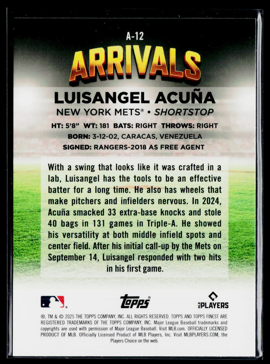 2025 Finest #A-12 Luisangel Acuña Arrivals