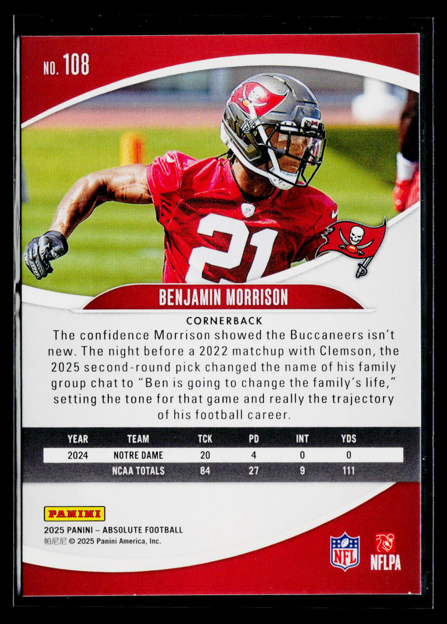 2025 Panini Absolute #108 Benjamin Morrison Retail