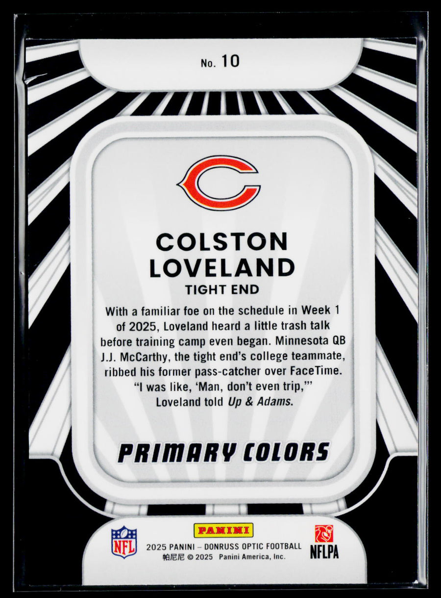 2025 Donruss Optic #10 Colston Loveland Rookie Primary Colors