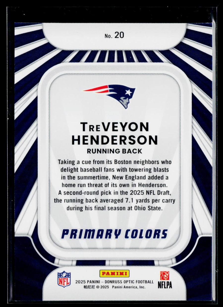 2025 Donruss Optic #20 TreVeyon Henderson Rookie Primary Colors