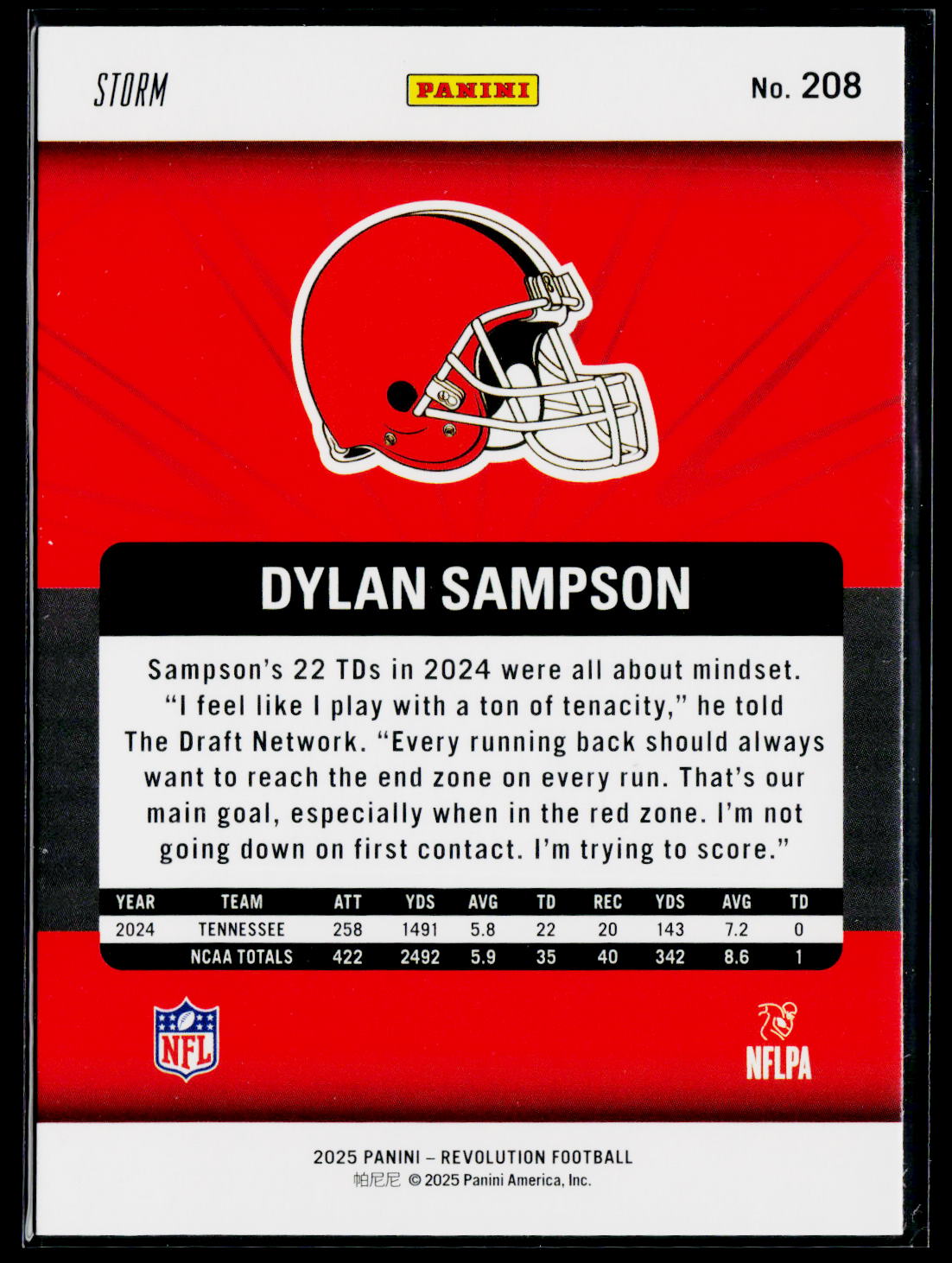 2025 Panini Revolution #208 Dylan Sampson
