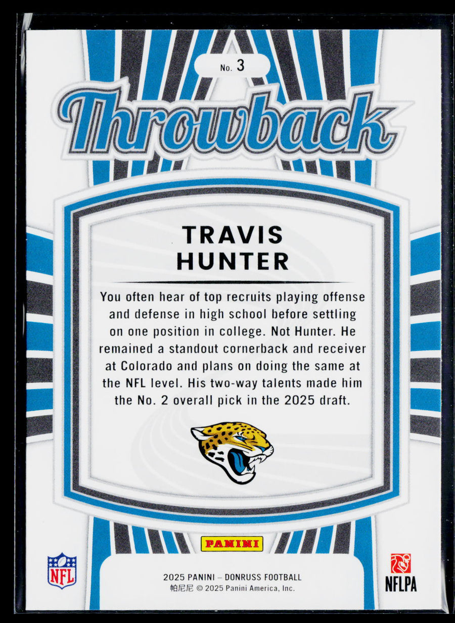 2025 Donruss #3 Travis Hunter Rated Rookies Throwback