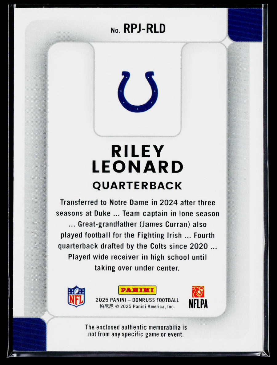 2025 Donruss #RPJ-RLD Riley Leonard Rookie Phenom Jerseys