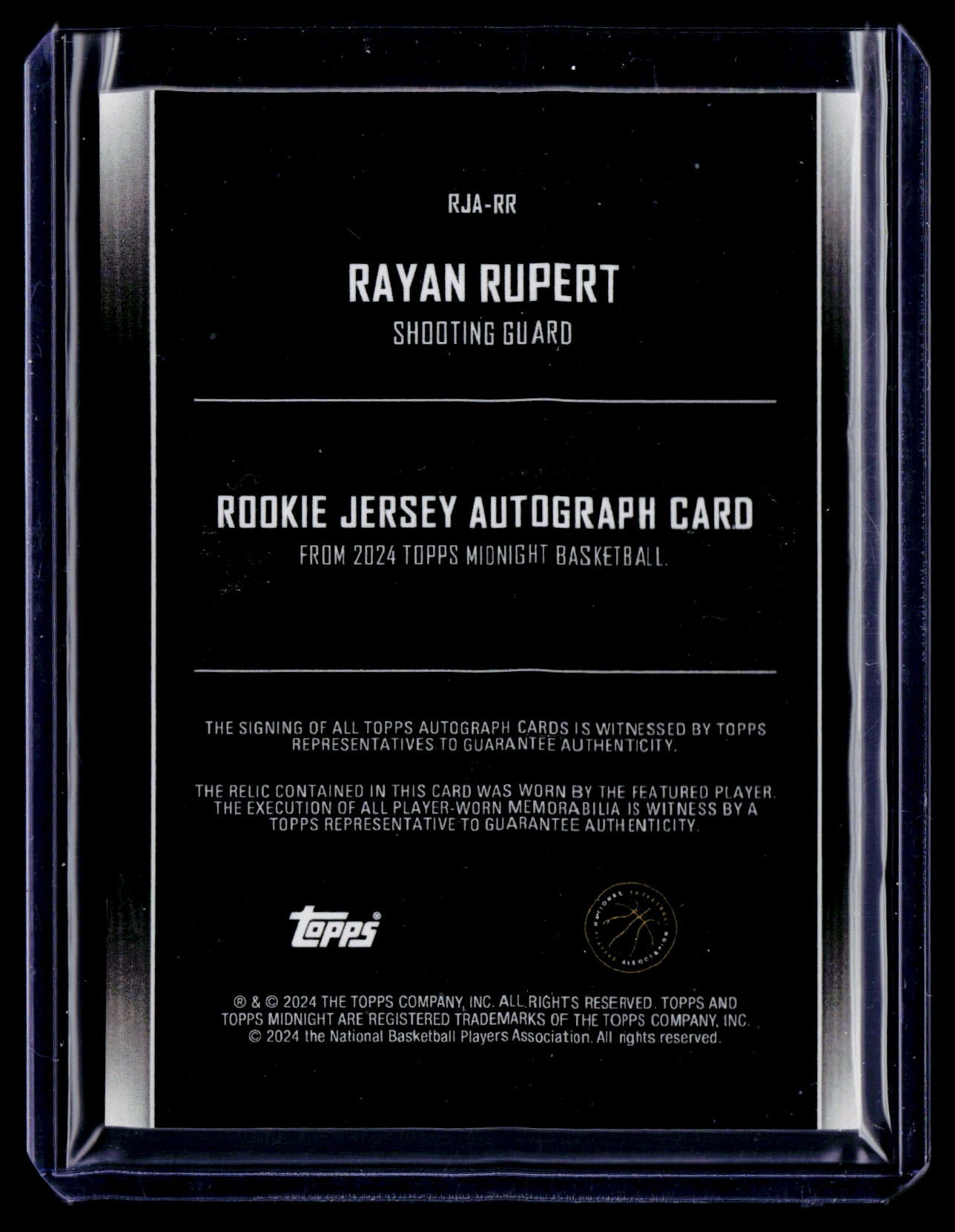 2023-24 Topps Midnight #RJA-RR Rayan Rupert Jersey Autographs Moon Beam #/50