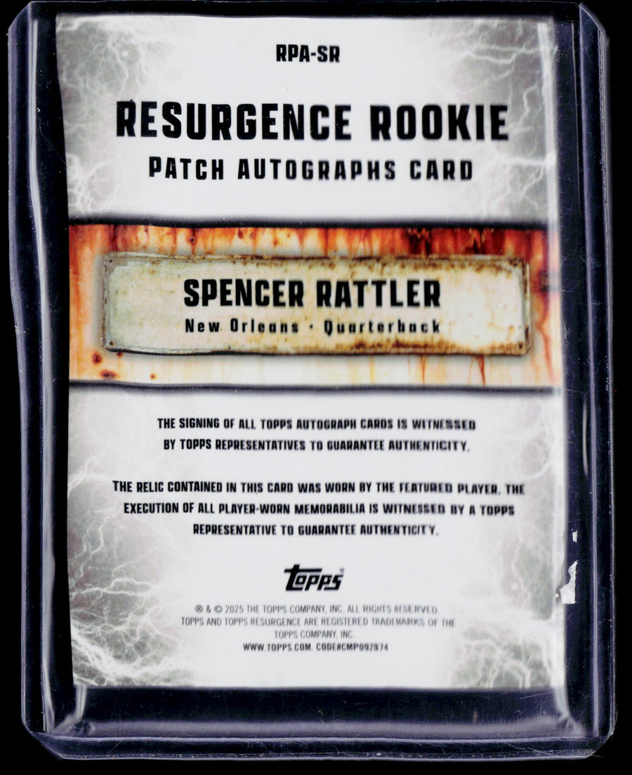 2024 Topps Resurgence #RPA-SR Spencer Rattler Resurgence Rookie Patch Autographs