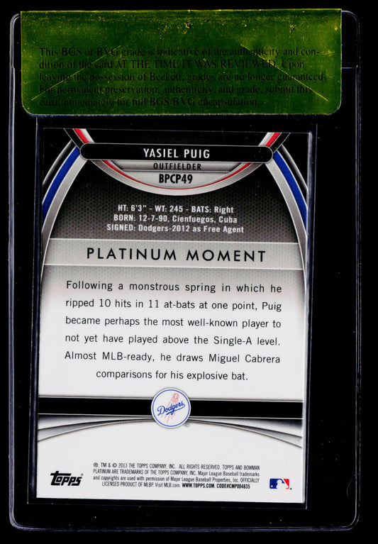 2013 Bowman Platinum #BPCP49 Yasiel Puig Chrome Prospects Purple Refractors