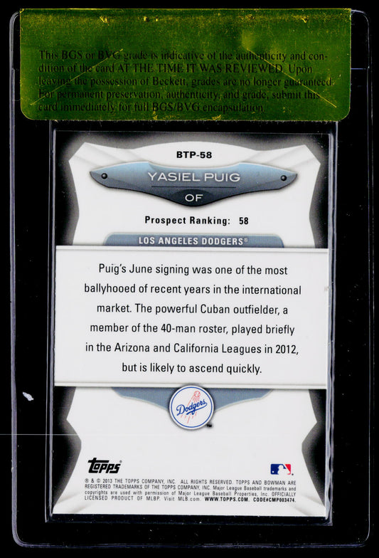 2013 Bowman #BTP-58 Yasiel Puig Top 100 Prospects