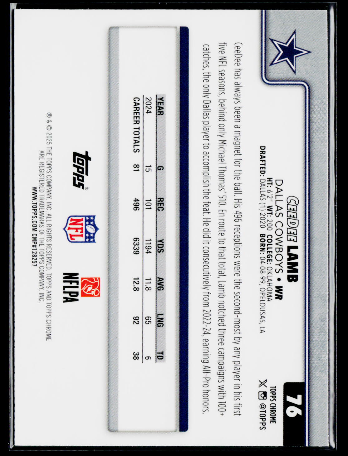 2025 Topps Chrome #76 CeeDee Lamb