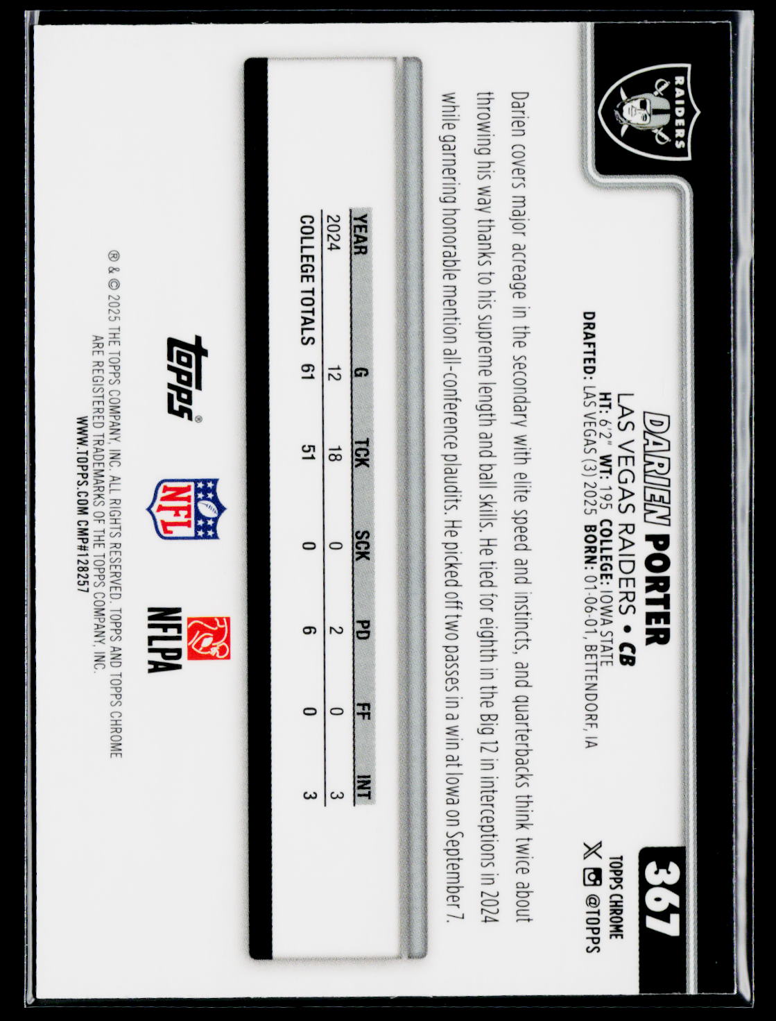 2025 Topps Chrome #367 Darien Porter