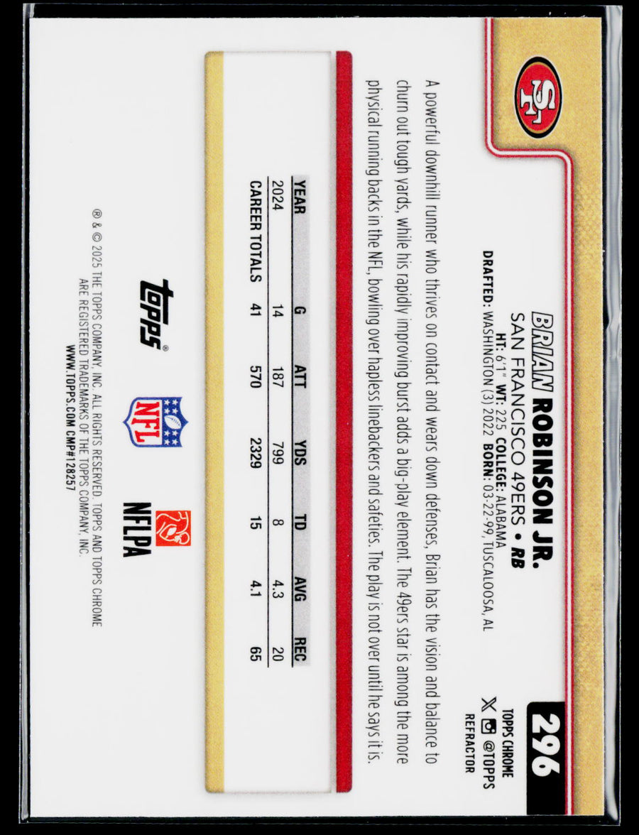2025 Topps Chrome #296 Brian Robinson Jr. Topps Refractor