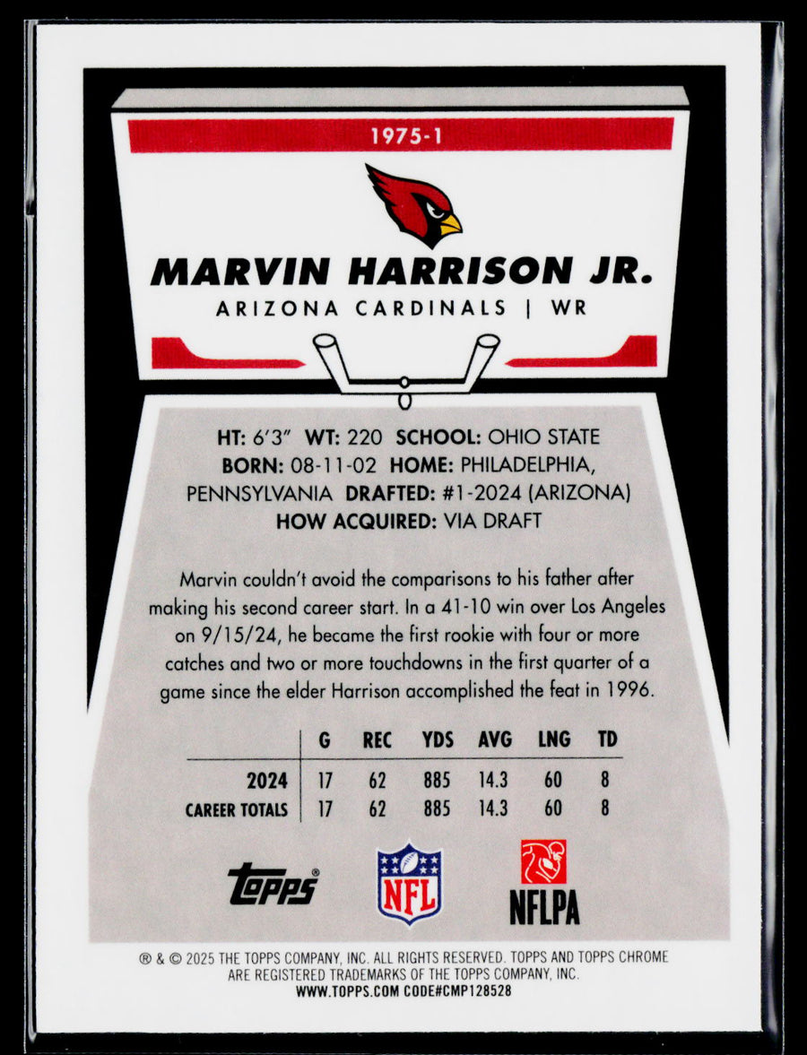 2025 Topps Chrome #1975-1 Marvin Harrison Jr. 1975 Topps