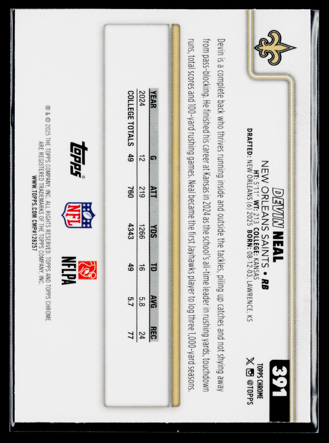 2025 Topps Chrome #391 Devin Neal