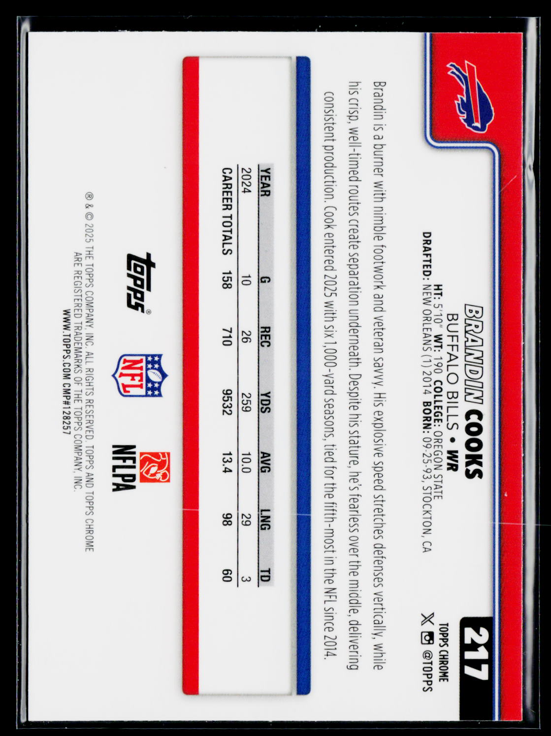 2025 Topps Chrome #217 Brandin Cooks