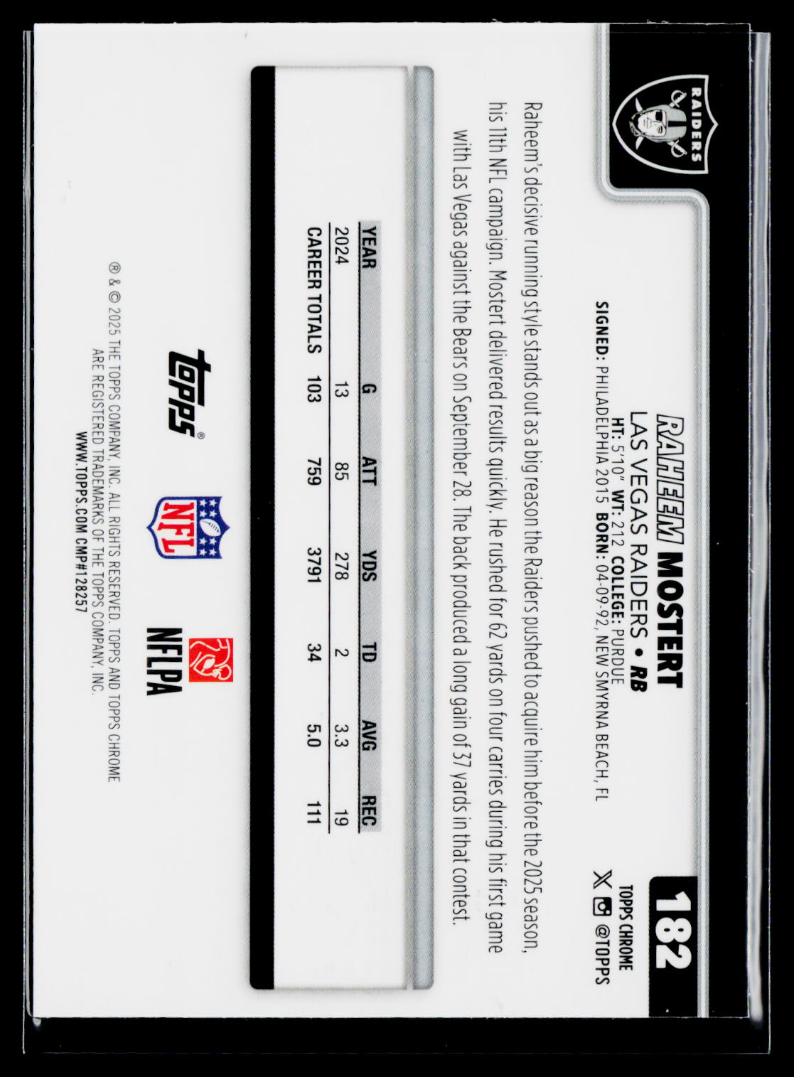 2025 Topps Chrome #182 Raheem Mostert