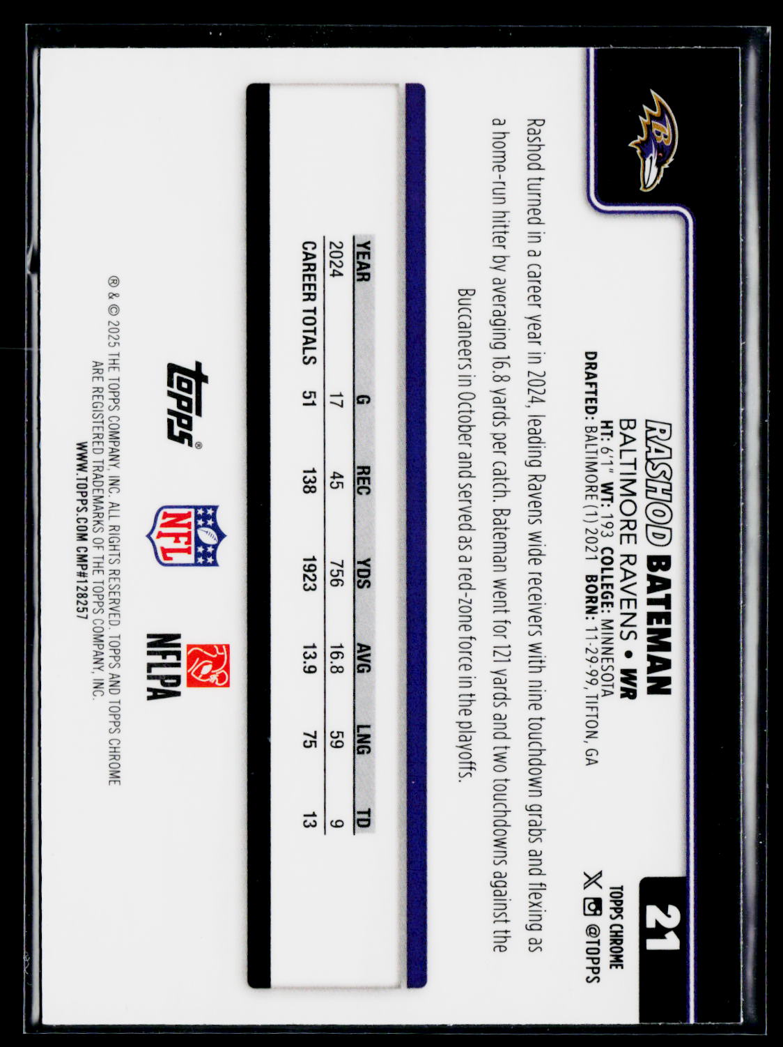 2025 Topps Chrome #21 Rashod Bateman