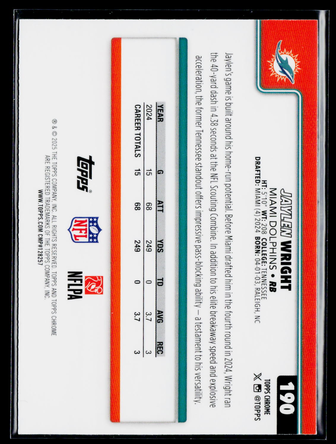 2025 Topps Chrome #190 Jaylen Wright