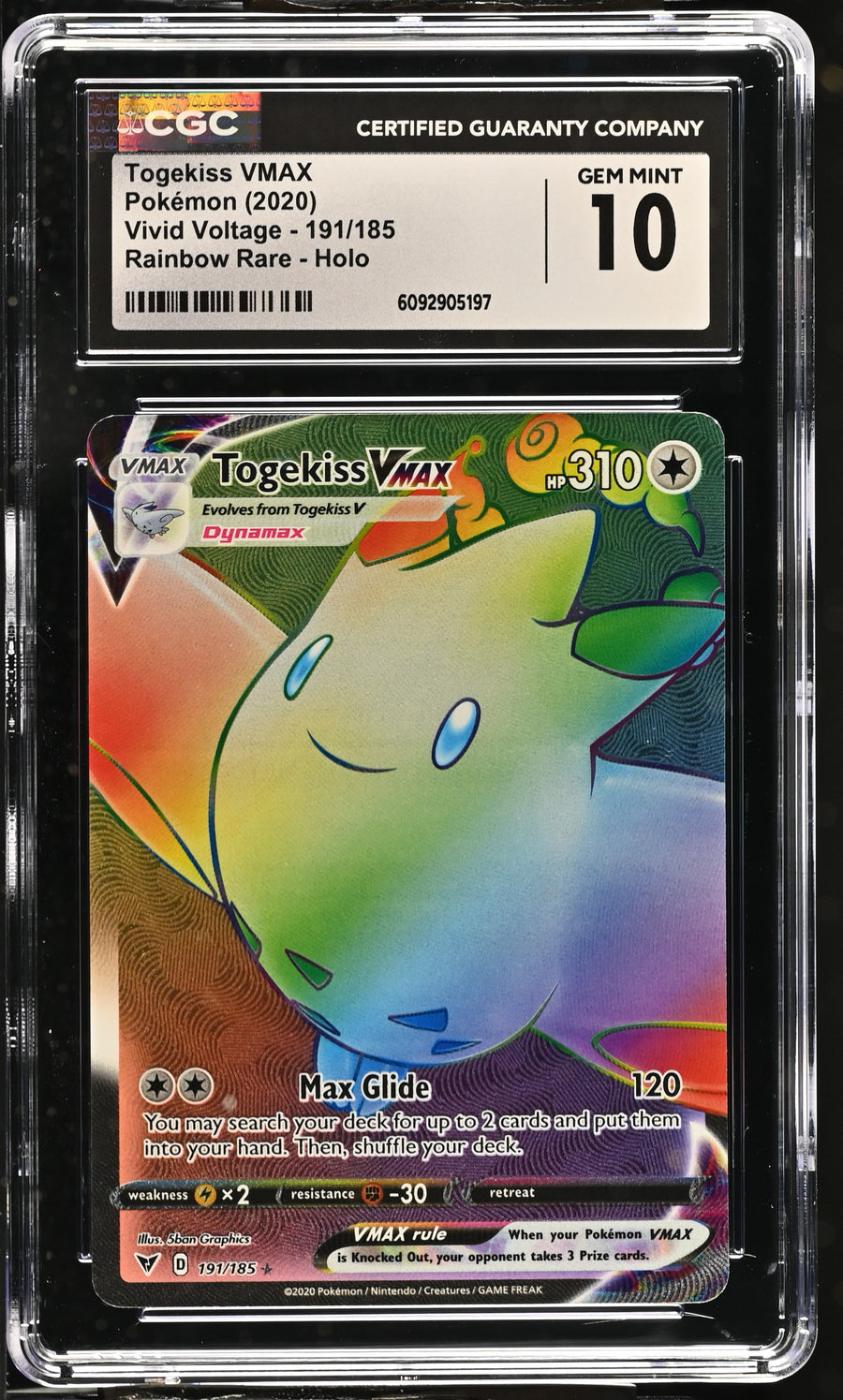 2020 Vivid Voltage #191/185 Togekiss VMAX CGC 10