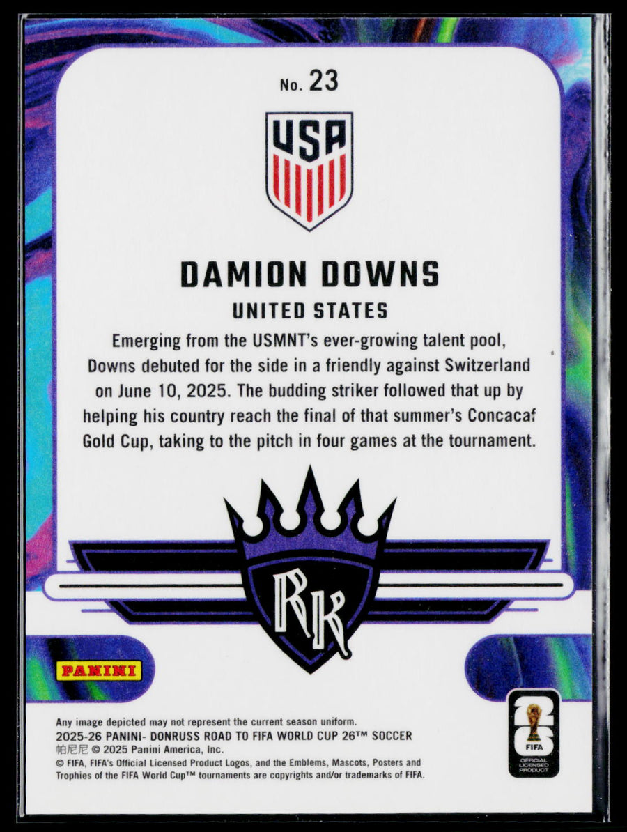 2025-26 Donruss Road to FIFA World Cup #23 Damion Downs Rookie Kings Pink /25