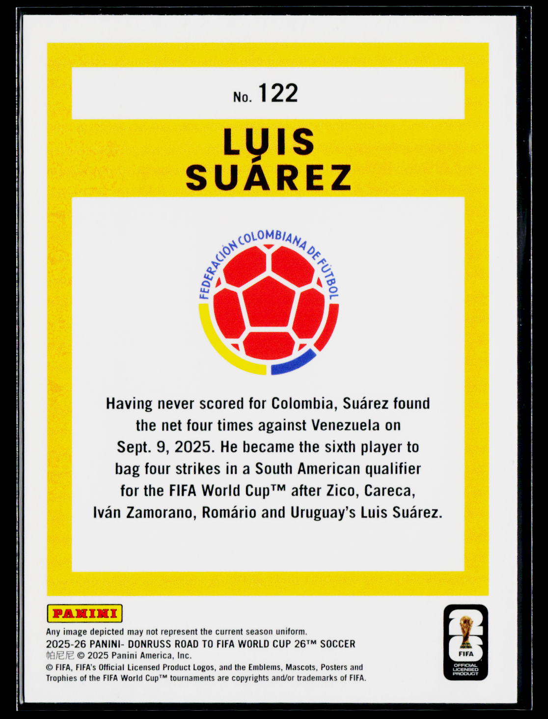 2025-26 Donruss Road to FIFA World Cup #122 Luis Suarez