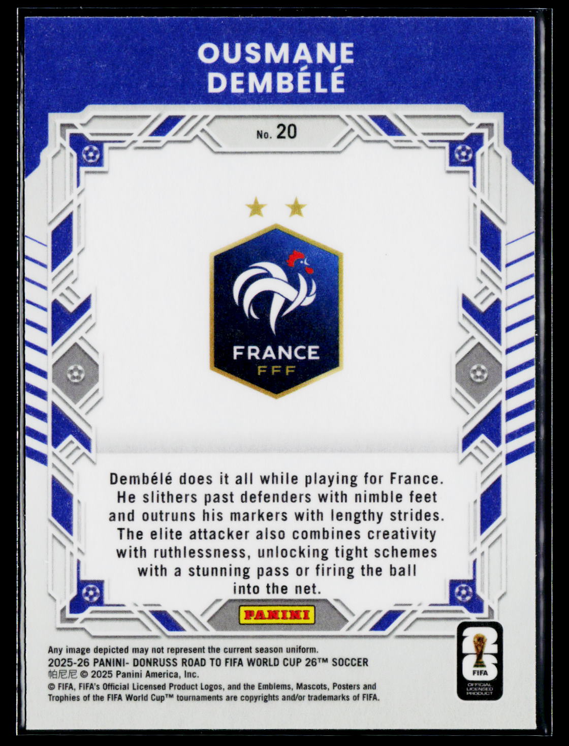 2025-26 Donruss Road to FIFA World Cup #20 Ousmane Dembele Elite Series